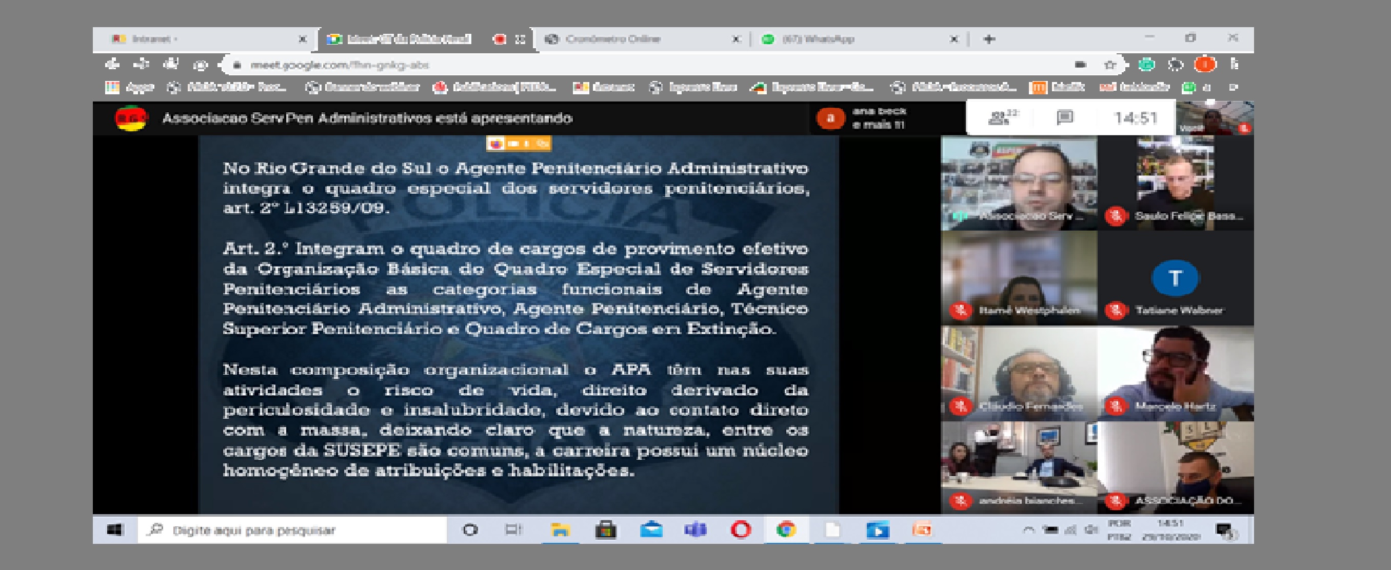 ASPERGS PARTICIPA DO GT DE GOVERNO DA POLICIA PENAL  - Aspergs - NOTICIAS